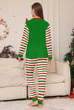 Conjunto de pijama a juego familiar con estampado de rayas horizontales verdes