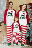 Conjunto de pijamas de Navidad de manga larga a juego con rayas rojas y blancas