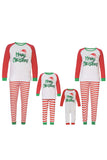 Conjunto de pijamas de Navidad de manga larga a juego con rayas rojas y blancas