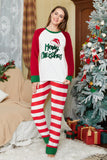 Conjunto de pijamas de Navidad de manga larga a juego con rayas rojas y blancas