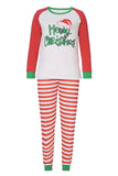 Conjunto de pijamas de Navidad de manga larga a juego con rayas rojas y blancas