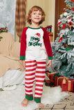 Conjunto de pijamas de Navidad de manga larga a juego con rayas rojas y blancas