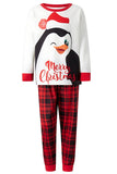 Conjunto de pijamas a juego de Navidad de manga larga a cuadros rojos estampados
