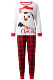 Conjunto de pijamas a juego de Navidad de manga larga a cuadros rojos estampados