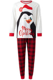 Conjunto de pijamas a juego de Navidad de manga larga a cuadros rojos estampados