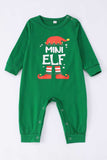 Conjunto de pijamas a juego de cuadros navideños de cuello redondo verde oscuro