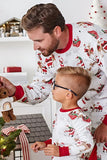 Conjuntos de pijamas de Navidad familiares con cuello redondo estampado en blanco