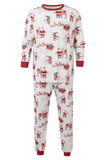Conjuntos de pijamas de Navidad familiares con cuello redondo estampado en blanco