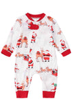 Conjuntos de pijamas de Navidad familiares con cuello redondo estampado en blanco