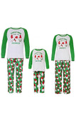 Pijamas familiares de manga larga estampados en verde a juego