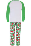 Pijamas familiares de manga larga estampados en verde a juego