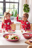 Pijamas familiares de manga larga con estampado navideño rojo