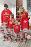 Pijamas familiares de manga larga con estampado navideño rojo a juego