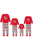 Pijamas familiares de manga larga con estampado navideño rojo a juego
