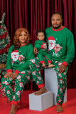 Pijamas de Navidad a juego con estampado de Santa Claus en verde oscuro