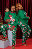 Pijamas de Navidad a juego con estampado de Santa Claus en verde oscuro