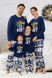 Pijamas a juego con estampado de reno azul marino para la familia