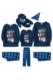Pijamas de Navidad Estampados en Navidad Azul Oscuro a Juego Familiar
