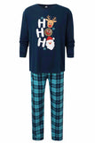 Pijamas de Navidad Estampados en Navidad Azul Oscuro a Juego Familiar