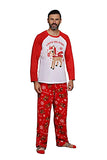 Pijamas familiares de manga larga de Navidad de manga larga estampados con animales rojos