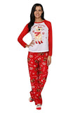 Pijamas familiares de manga larga de Navidad de manga larga estampados con animales rojos