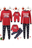 Conjuntos de pijamas familiares de manga larga de Navidad estampados en rojo