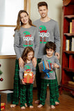 Conjunto de pijamas a juego para la familia con estampado a cuadros gris verde