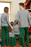 Conjunto de pijamas a juego para la familia con estampado a cuadros gris verde