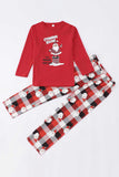 Conjunto de pijamas a juego con estampado de muñeco de nieve a cuadros rojos para Navidad