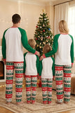 Juegos de pijama familiar de dos piezas con estampado de árbol de Navidad verde y cuello redondo