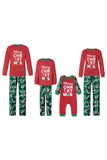 Set de pijama familiar navideño estampado verde y rojo a juego