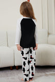 Conjunto de pijama familiar a juego de Navidad negro de manga larga
