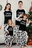 Conjunto de pijama familiar a juego de Navidad negro de manga larga