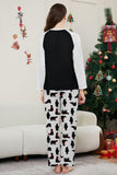 Conjunto de pijama familiar a juego de Navidad negro de manga larga