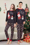 Pijama familiar a juego gris oscuro con estampado navideño
