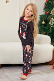 Pijama familiar a juego gris oscuro con estampado navideño