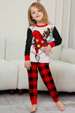 Conjunto de pijama familiar a juego para Navidad con estampado negro y rojo de manga larga