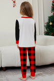 Conjunto de pijama familiar a juego para Navidad con estampado negro y rojo de manga larga