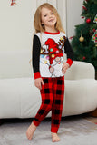 Conjunto de pijama familiar a juego para Navidad con estampado negro y rojo de manga larga