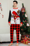 Conjunto de pijama familiar a juego para Navidad con estampado negro y rojo de manga larga
