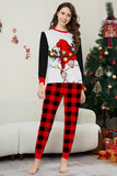 Conjunto de pijama familiar a juego para Navidad con estampado negro y rojo de manga larga