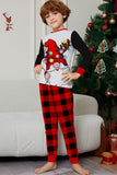 Conjunto de pijama familiar a juego para Navidad con estampado negro y rojo de manga larga
