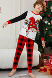 Conjunto de pijama familiar a juego para Navidad con estampado negro y rojo de manga larga
