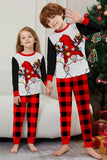 Conjunto de pijama familiar a juego para Navidad con estampado negro y rojo de manga larga