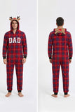Conjunto de pijama familiar a juego con capucha de reno, manga larga y detalles de malla