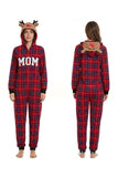 Conjunto de pijama familiar a juego con capucha de reno, manga larga y detalles de malla