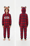 Conjunto de pijama familiar a juego con capucha de reno, manga larga y detalles de malla