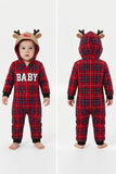 Conjunto de pijama familiar a juego con capucha de reno, manga larga y detalles de malla