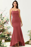 Rojo Tirantes de Espagueti Sirena Vestido Formal