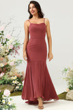 Rojo Tirantes de Espagueti Sirena Vestido Formal